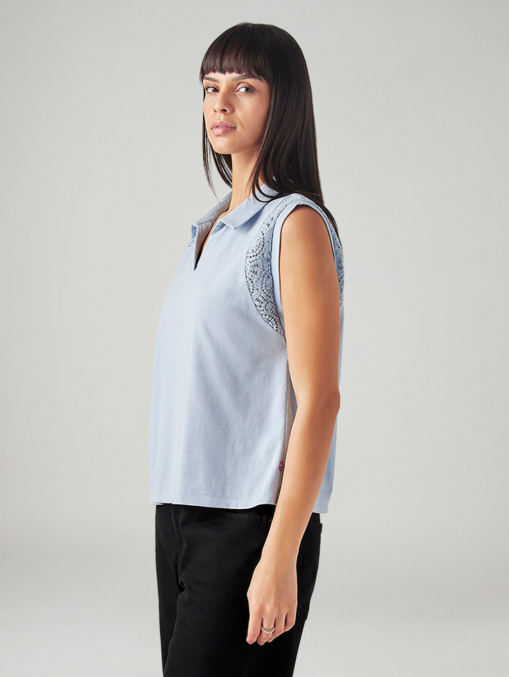 Women's Crochet Regular Fit T-Shirt - Side View