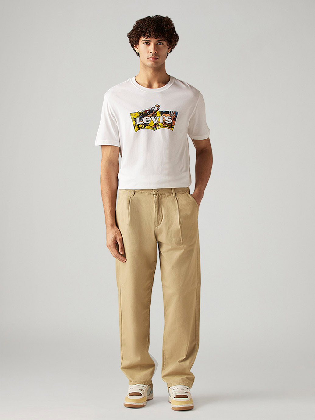 Men's 568 Khaki Loose Fit Mid Rise Chinos - Front View