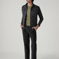 Men's Black Loose Straight Fit Mid Rise Chinos - Styleshot View