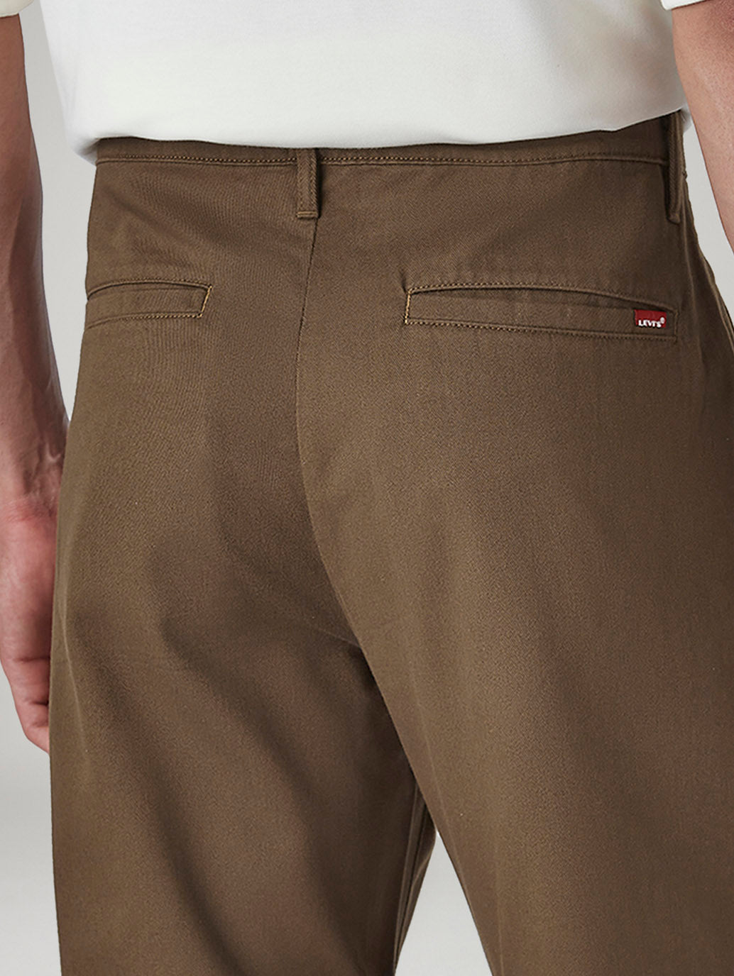 Men's Loose Straight Fit Mid Rise Chinos - Detail View