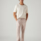 Men's Light Pink Loose Straight Fit Mid Rise Linen Chinos - Styleshot View