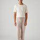 Men's Light Pink Loose Straight Fit Mid Rise Linen Chinos - Front View