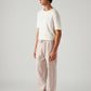 Men's Light Pink Loose Straight Fit Mid Rise Linen Chinos - Side View
