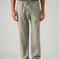 Men's Green Loose Straight Fit Mid Rise Linen Chinos - Front View