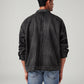 Men's Solid Relaxed Fit Denim Jacket - Back View