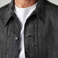 Men's Solid Relaxed Fit Denim Jacket - Detail View