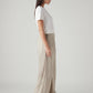 Women's Beige Straight Fit Mid Rise Trousers - Side View