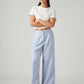 Women's Light Blue Straight Fit Mid Rise Pleated Trousers - Styleshot View