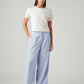 Women's Light Blue Straight Fit Mid Rise Pleated Trousers - Front View
