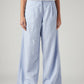 Women's Light Blue Straight Fit Mid Rise Pleated Trousers - Front View