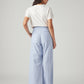 Women's Light Blue Straight Fit Mid Rise Pleated Trousers - Back View