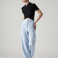 Women's Light Blue Loose Fit High Rise Cargos - Styleshot View