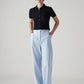 Women's Light Blue Loose Fit High Rise Cargos - Front View
