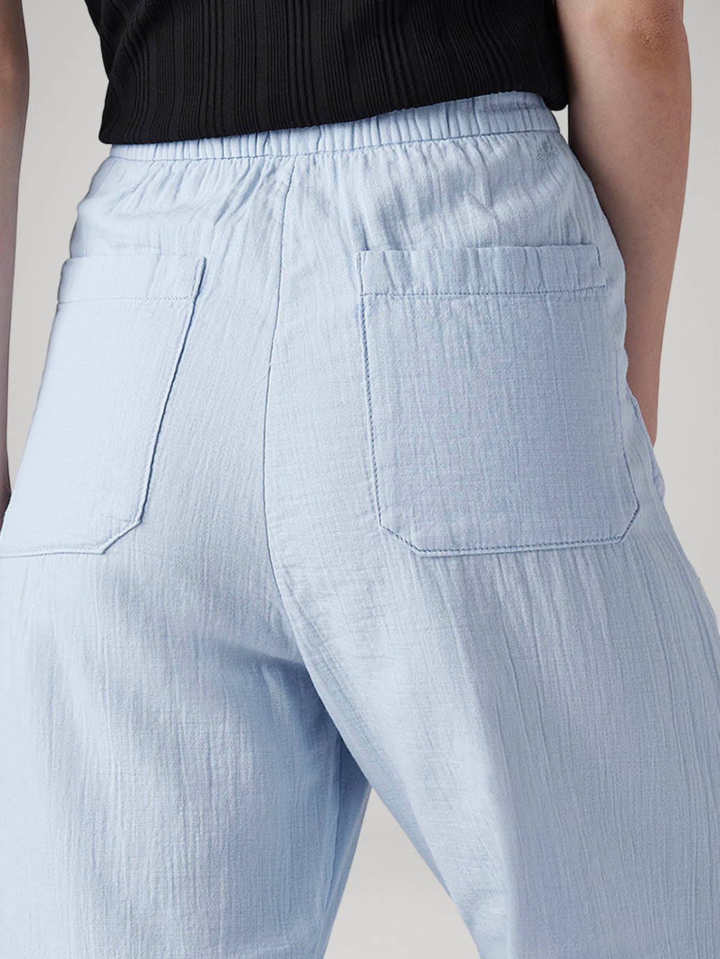 Women's Light Blue Loose Fit High Rise Cargos - 20 View