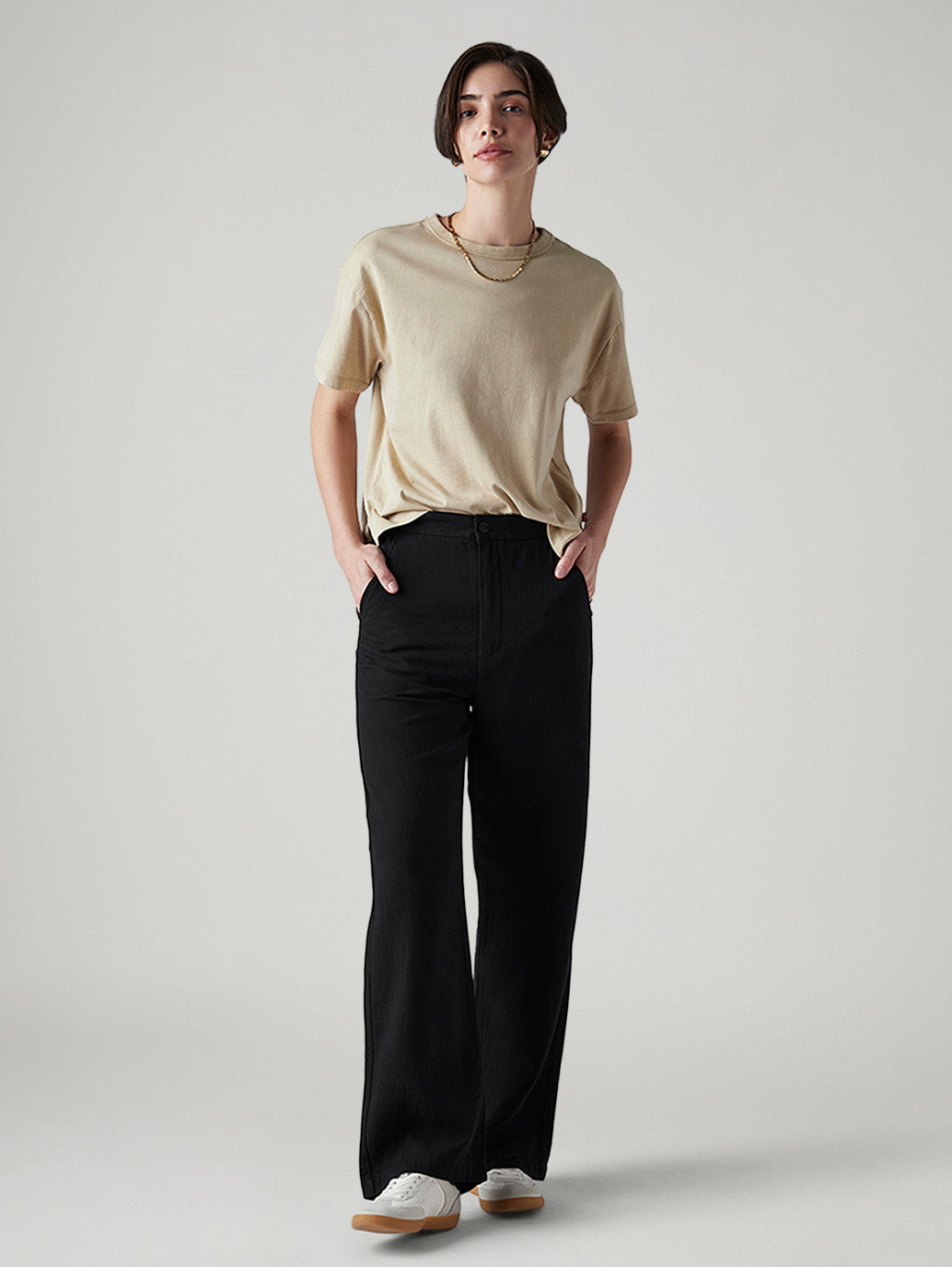 Women's Black Loose Fit High Rise Cargos - Styleshot View