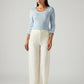 Women's Off White Loose Fit High Rise Trousers - Front View