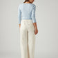Women's Off White Loose Fit High Rise Trousers - Back View