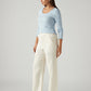 Women's Off White Loose Fit High Rise Trousers - Side View