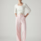 Women's Light Pink Loose Fit High Rise Cargos - Styleshot View