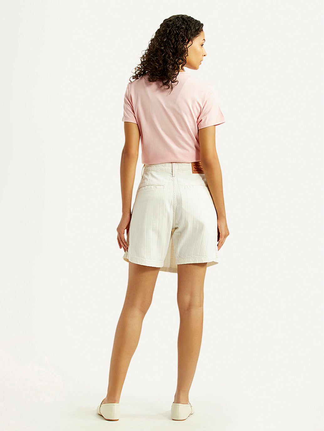 Women's White Regular Fit Mid Rise Skort - Back View