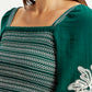 Women's Embroidered Green Square Neck Top - Detail View