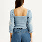 Women's Embroidered Light Blue Square Neck Top - Back View