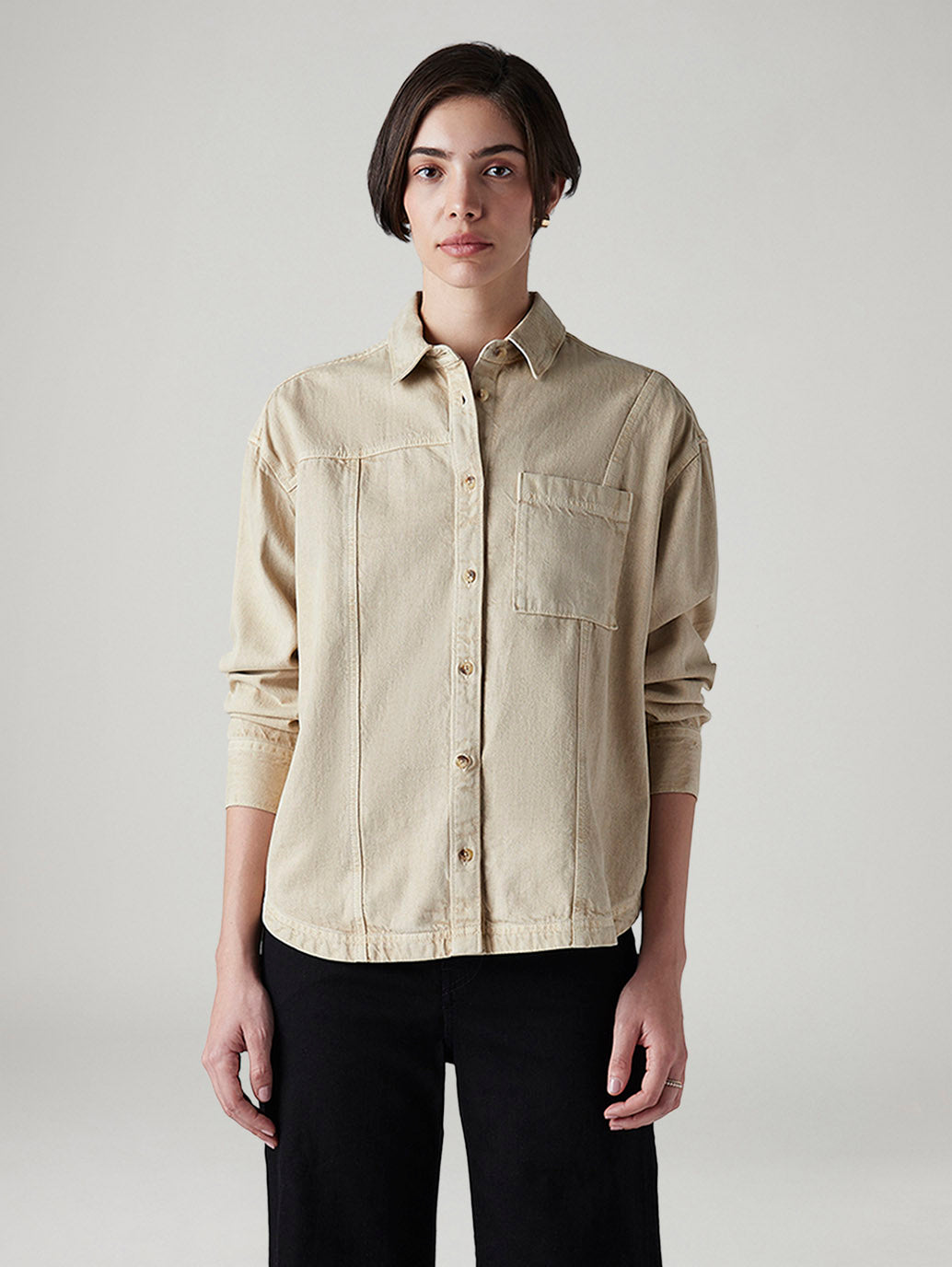 Women's Solid Regular Fit Shirt - Front View