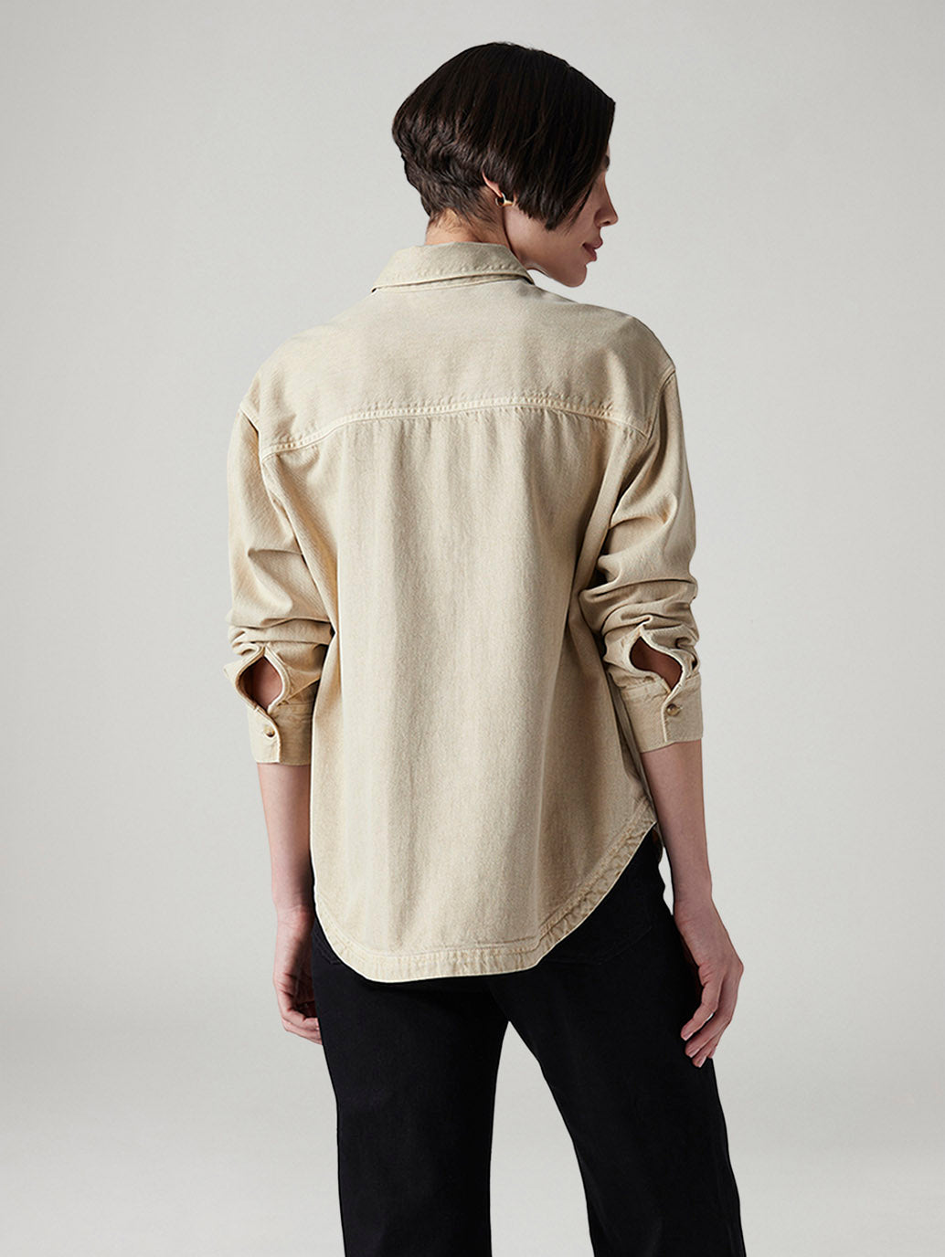 Women's Solid Regular Fit Shirt - Back View