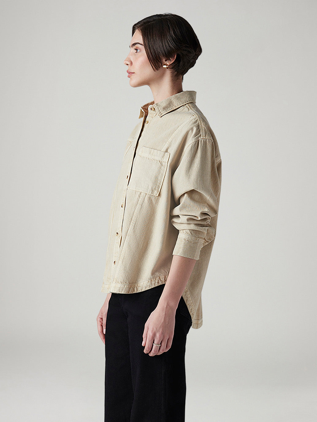 Women's Solid Regular Fit Shirt - Side View