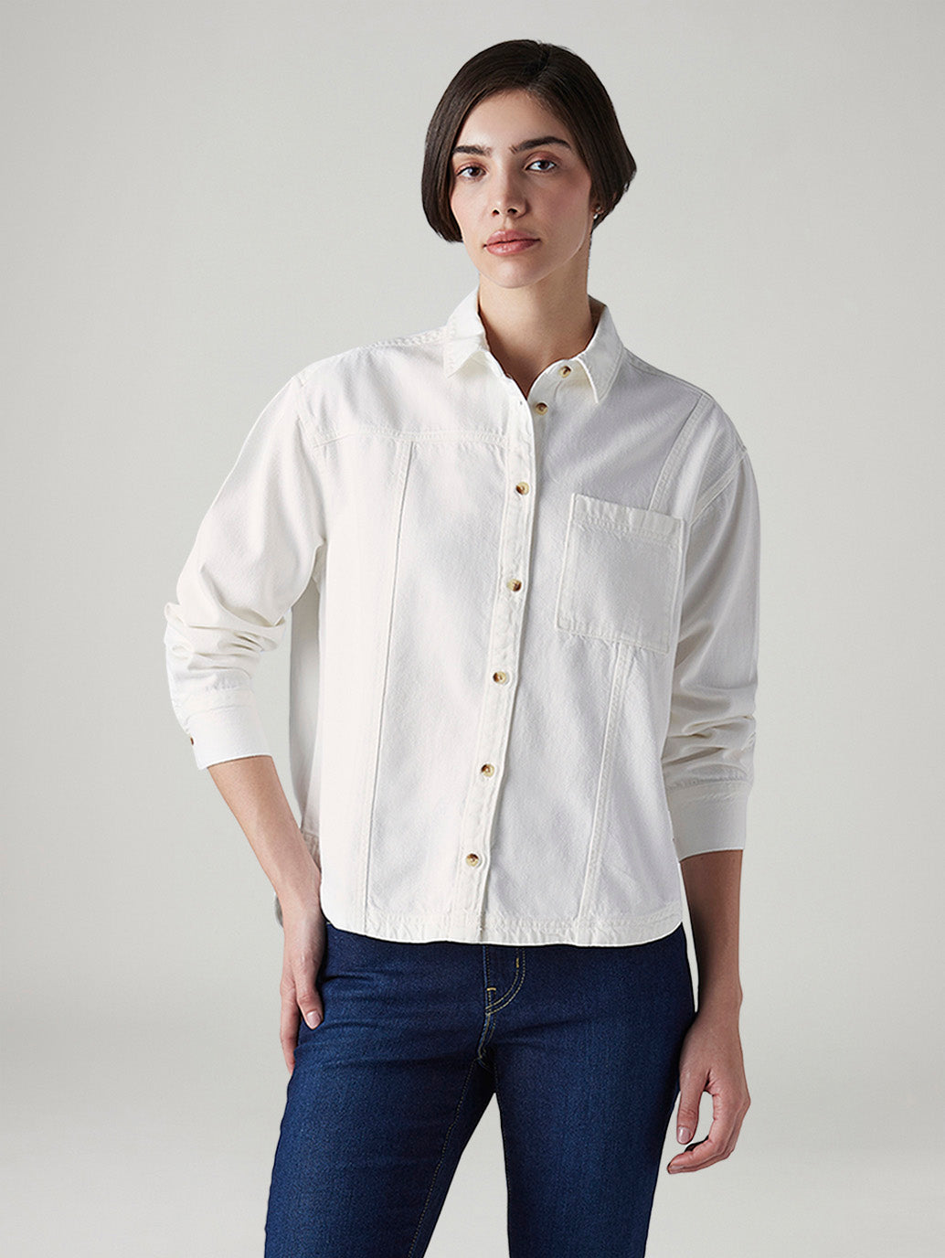 Women's Solid Regular Fit Shirt - Front View