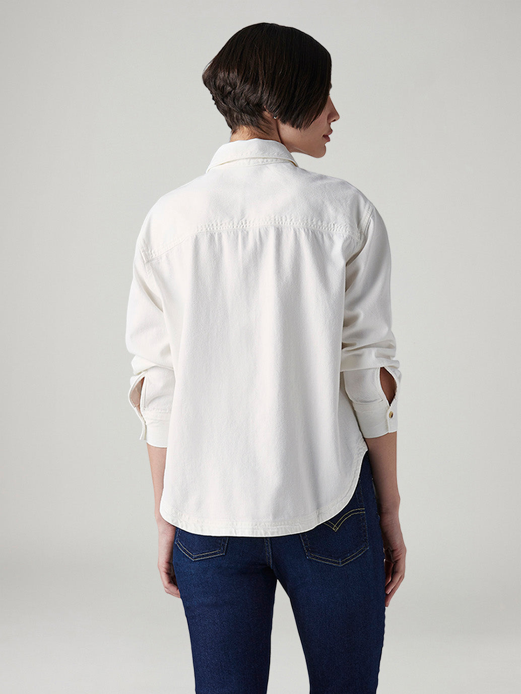 Women's Solid Regular Fit Shirt - Back View