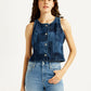 Women's Plaid Dark Blue Round Neck Top - Styleshot View