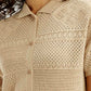 Women's Self Design Beige Spread Collar Shirt - Detail View