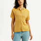 Women's Self Design Yellow Spread Collar Shirt - Styleshot View