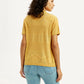 Women's Self Design Yellow Spread Collar Shirt - back View