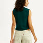 Women's Embroidered Dark Green Round Neck Top - Back View