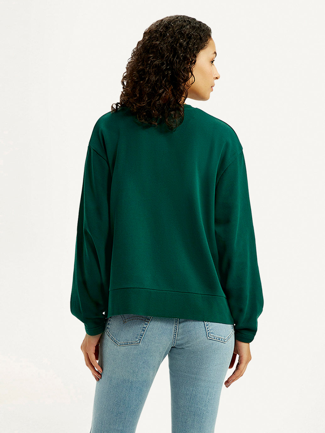 Women's Embroidered Dark Green Oversized Sweatshirt - Back View