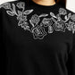 Women's Embroidered Black Oversized Sweatshirt - Detail View