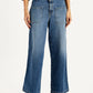 Women's Blue XL Straight Loose Fit Mid Rise Jeans - Front View