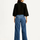 Women's Blue XL Straight Loose Fit Mid Rise Jeans - Back View