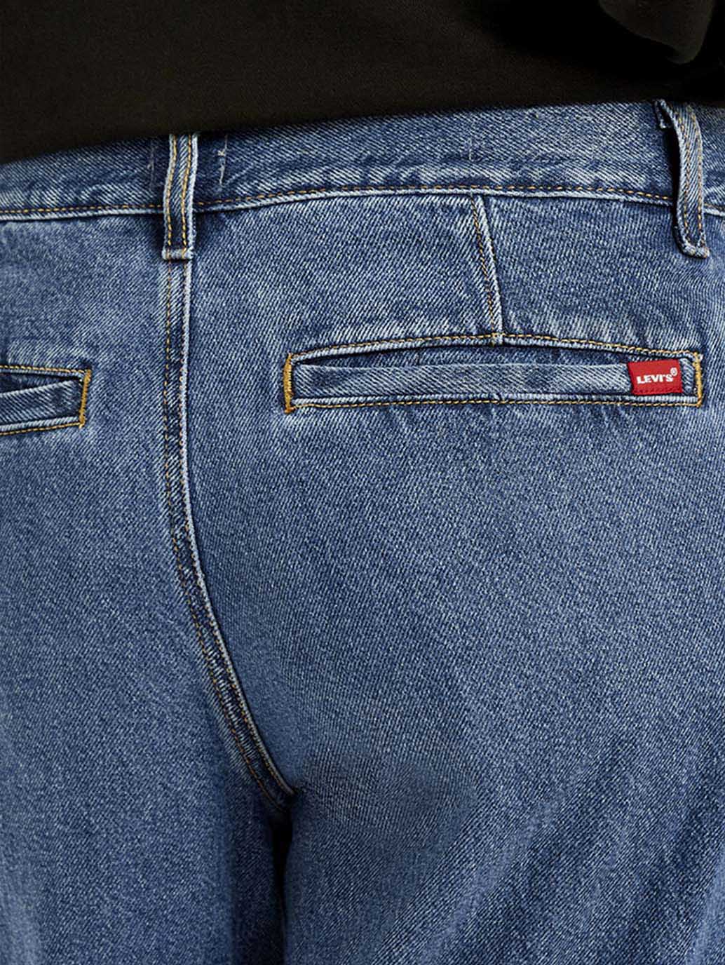 Women's Blue XL Straight Loose Fit Mid Rise Jeans - Detail View