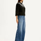 Women's Blue XL Straight Loose Fit Mid Rise Jeans - Side View