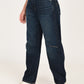 Women's Blue Barrel Loose Fit Mid Rise Jeans - side View