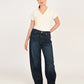 Women's Blue Barrel Loose Fit Mid Rise Jeans - 6 View