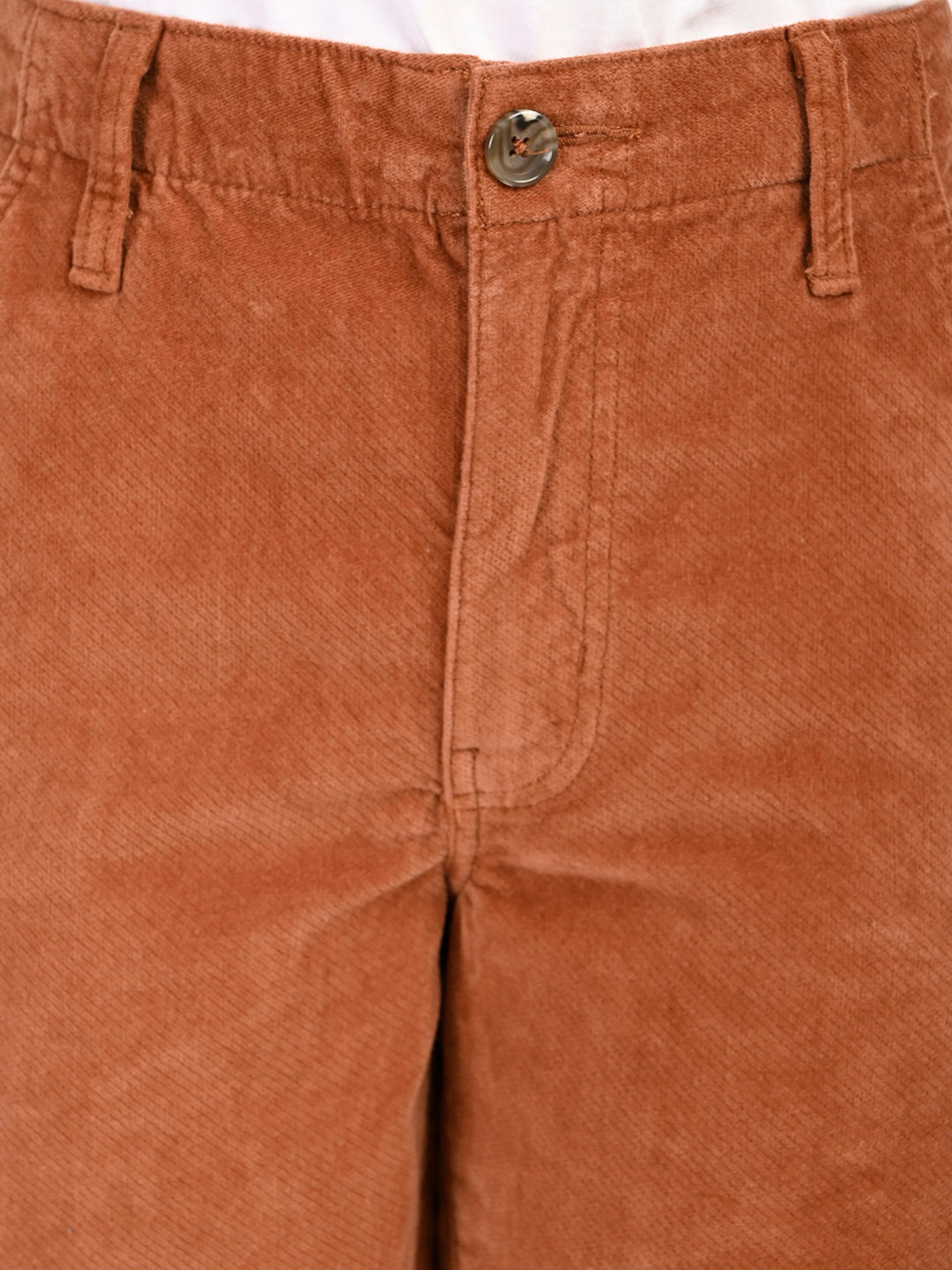 Women's Brown XL Straight Loose Fit High Rise Trousers - detail View