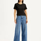 Women's Blue XL Straight Loose Fit Mid Rise Jeans - Front View