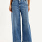 Women's Blue XL Straight Loose Fit Mid Rise Jeans - Front View