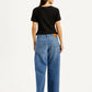 Women's Blue XL Straight Loose Fit Mid Rise Jeans - Back View