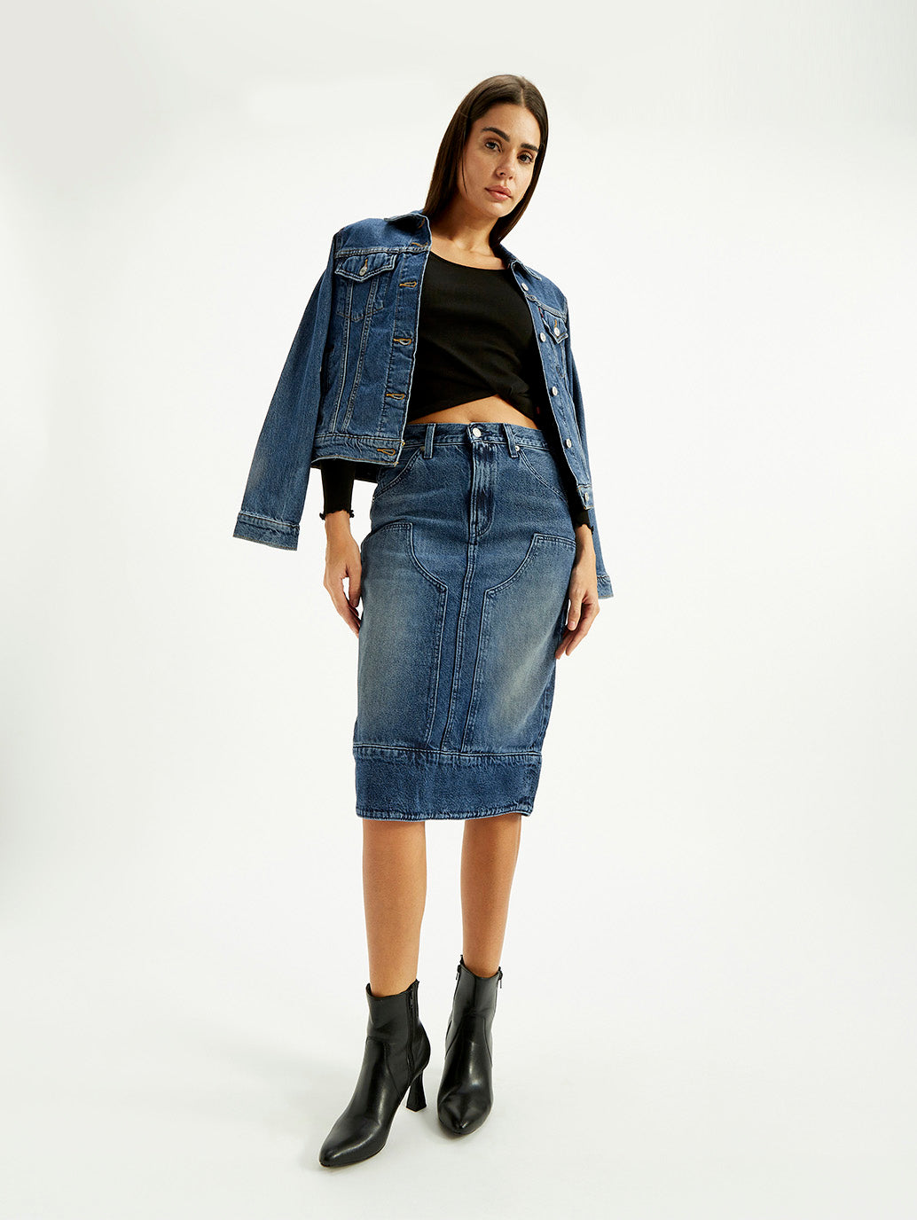 Women's Blue Regular Fit Mid Rise Skirt