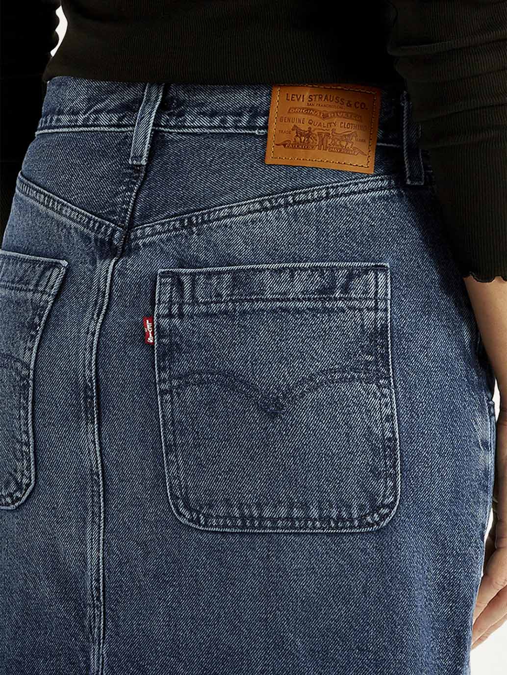 Women's Blue Regular Fit Mid Rise Denim Skirt - Detail View